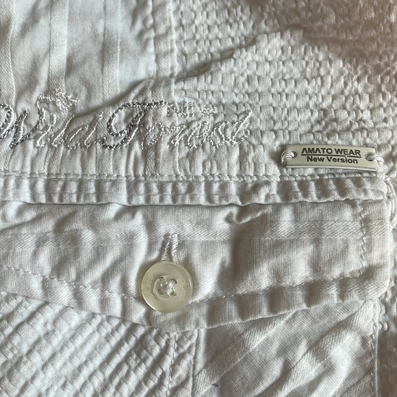 AMATO WEAR Textured White BUTTON-DOWN Short Sleeve SHIRT Size Large - Picture 11 of 12